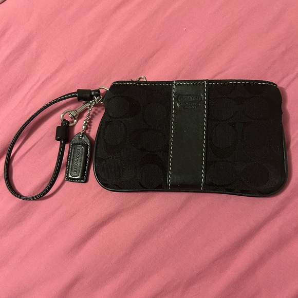 Coach Handbags - Coach Black Wristlet with Signature Pattern
